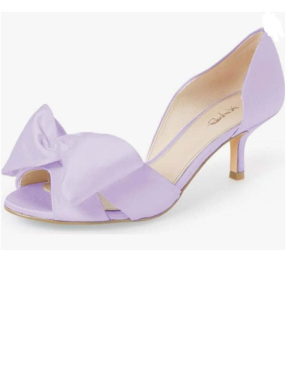 XYD Lavender Bows D'Orsay Elegant Pumps Low Kitten Heels Open Toe Slip On Sandal
